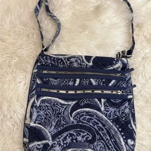 Vera Bradley Navy and White Paisley Crossbody Bag